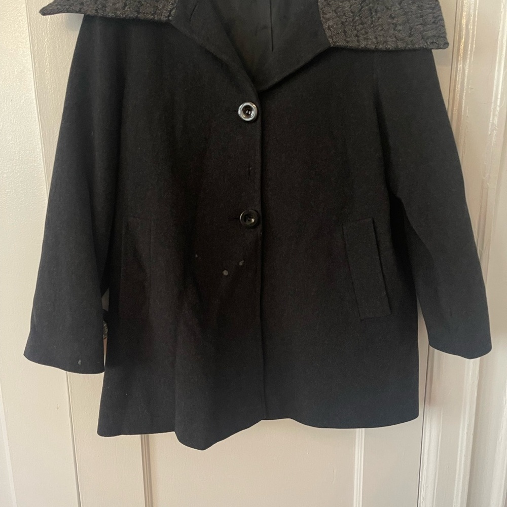 FLEURETTE Loro Piana Dark Gray Alpaca and Wool Pea Coat Made in the USA - Picture 4 of 16